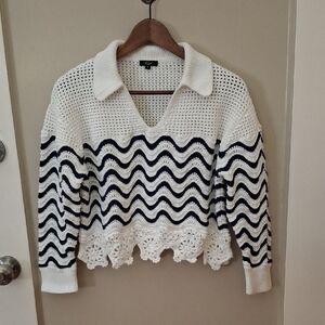 Rails Louise Sweater In White and Navy Blue_1